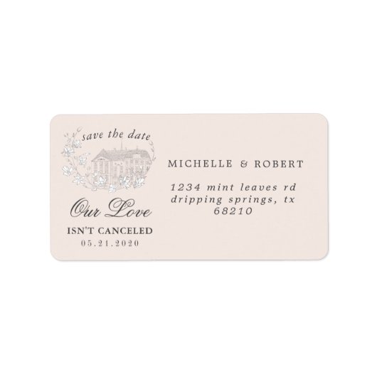 Elegant Destination Floral Save the Date Adressaufkleber (Vorne)