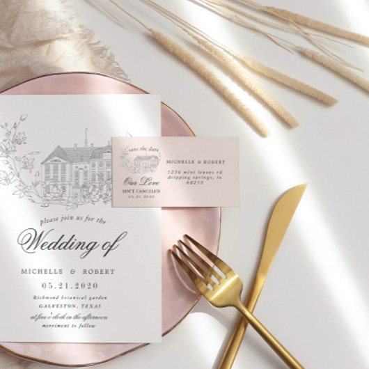 Elegant Destination Floral Save the Date Adressaufkleber