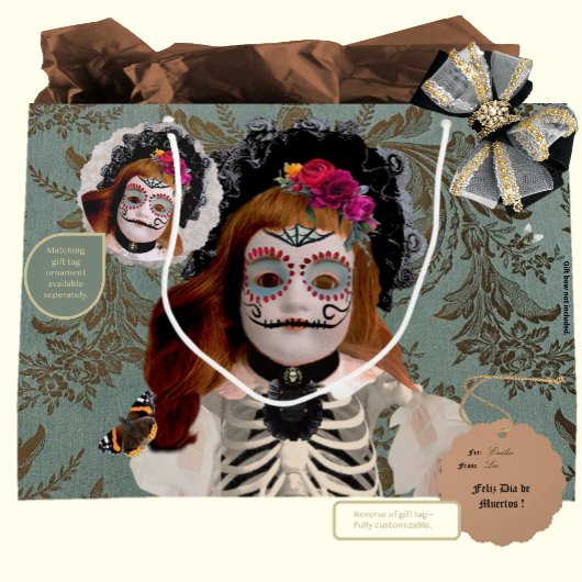 Elegant Día de Muertos Gift Bag Große Geschenktüte