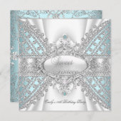 Elegant Diamond Aquamarin Sweet 16 16 Einladung (Vorne/Hinten)