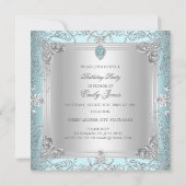 Elegant Diamond Aquamarin Sweet 16 16 Einladung (Rückseite)