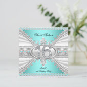 Elegant Diamond Aquamarin Sweet 16 Sechzehn Party Einladung (Stehend Vorderseite)