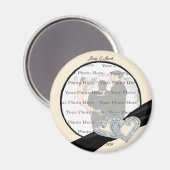 Elegant Diamond Black Ribbon Round Magnet (Vorderseite/Rückseite)