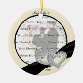 Elegant Diamond Black Ribbon Round Ornament (Vorne)