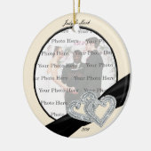 Elegant Diamond Black Ribbon Round Ornament (Links)