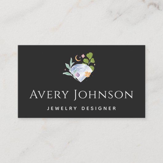 Elegant Diamond Crystal Jewelry Designer Minimal Visitenkarte (Vorderseite)