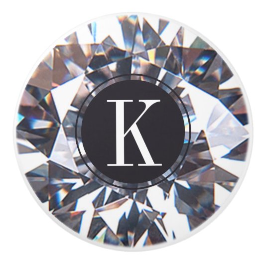 Elegant Diamond Crystal Monogram Keramikknauf (Vorderseite)