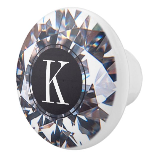 Elegant Diamond Crystal Monogram Keramikknauf (Rechts)