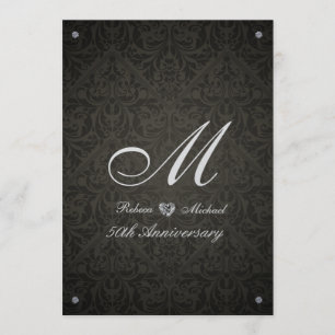 Elegant Diamond Damask Monogram Jubiläum laden Einladung