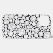 Elegant Diamond Gemstones Grau White Black Tech iPhone Hülle (Rückseite (Horizontal))