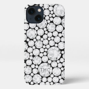 Elegant Diamond Gemstones Grau White Black Tech iPhone 13 Hülle