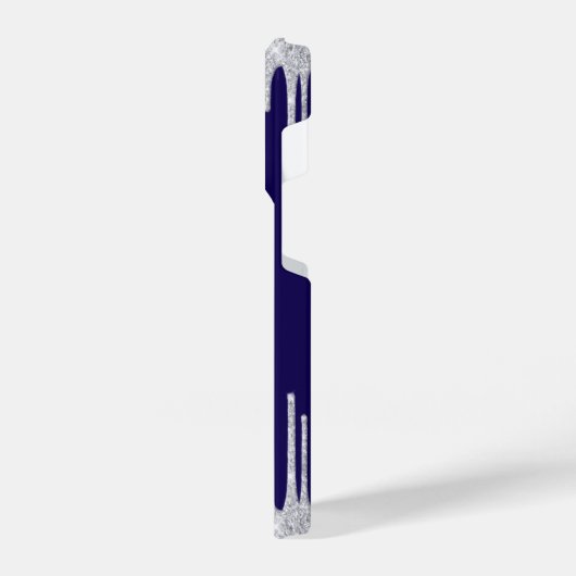 Elegant Diamond Heart iPhone 14 Pro Case - Navy iPhone Hülle (Linke Seite)