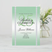 Elegant Diamond Jeweled Emerald Birthday Einladung (Stehend Vorderseite)