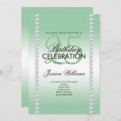 Elegant Diamond Jeweled Emerald Birthday Einladung (Vorne/Hinten)