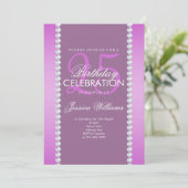 Elegant Diamond Jeweled Mauve Birthday Einladung (Stehend Vorderseite)