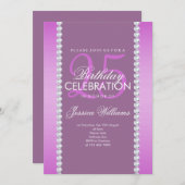 Elegant Diamond Jeweled Mauve Birthday Einladung (Vorne/Hinten)