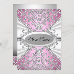 Elegant Diamond Pink Sweet 16 Party Einladung