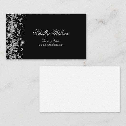 Elegant Diamond Sparkle Black Visitenkarte (Vorne/Hinten)