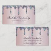 Elegant Diamond Sparkle Glitzer Tropfens Lilac Sat Visitenkarte (Vorne/Hinten)