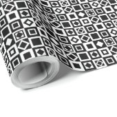Elegant Diamond Square Schwarz-weiß Geschenkpapier (Rolleneckpunkt)