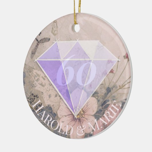 Elegant Diamond Wedding Keramik Ornament (Links)