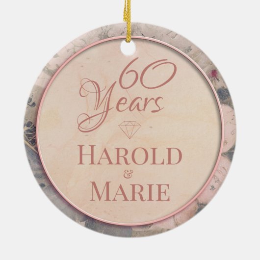 Elegant Diamond Wedding Keramik Ornament (Hinten)