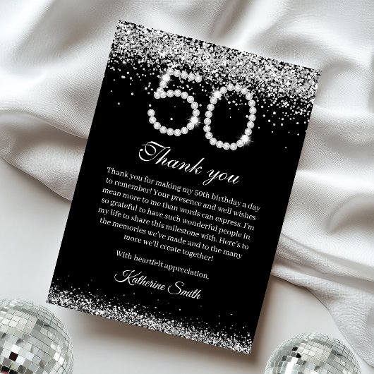Elegant Diamonds 50. Geburtstag Danke Karte