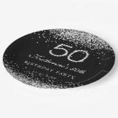 Elegant Diamonds 50th Birthday Party Paper Plate Pappteller (Schrägansicht)
