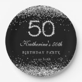 Elegant Diamonds 50th Birthday Party Paper Plate Pappteller (Vorderseite)