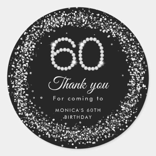 Elegant Diamonds 60. Geburtstag Danke Sticker (Vorderseite)