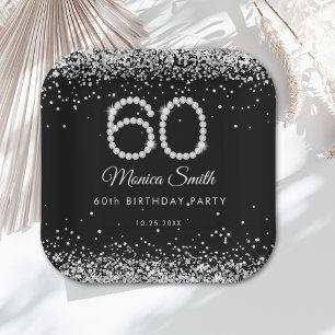Elegant Diamonds 60. Geburtstag Party Paper Plate Pappteller