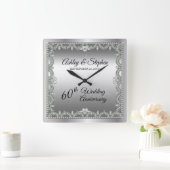 Elegant Diamonds 60th Wedding Anniversary Quadratische Wanduhr (Zuhause)