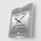 Elegant Diamonds 60th Wedding Anniversary Quadratische Wanduhr (Winkel)