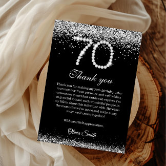Elegant Diamonds 70. Geburtstag Danke Karte