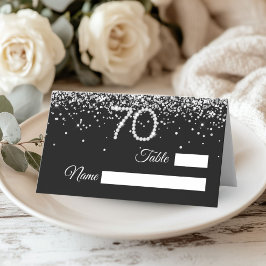 Elegant Diamonds 70th Birthday Party Place Card Platzkarte