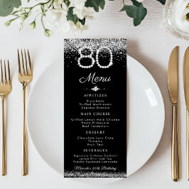 Elegant Diamonds 80. Geburtstag Abendessen Flat Me Menükarte