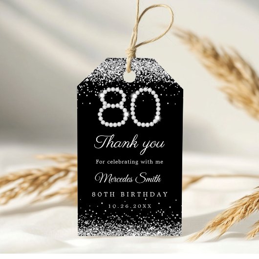 Elegant Diamonds 80. Geburtstagsparty Danke Geschenkanhänger