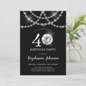 Elegant Diamonds Black 40. Geburtstag Party Einladung (Stehend Vorderseite)