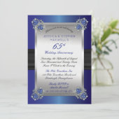 Elegant Diamonds | Blue Spinel 65 Jahre Jubiläum Einladung (Stehend Vorderseite)