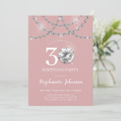 Elegant Diamonds Blush Pink 30. Geburtstag Einladung (Stehend Vorderseite)