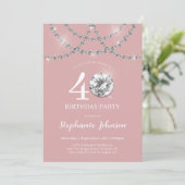 Elegant Diamonds Blush Pink 40. Geburtstag Einladung (Stehend Vorderseite)