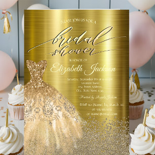 Elegant Diamonds Dress Gold Metallic Einladung