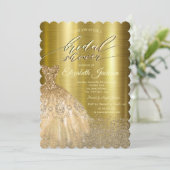 Elegant Diamonds Dress Gold Metallic Einladung (Stehend Vorderseite)