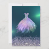 Elegant Diamonds, Dress Green Sweet 16 Einladung (Rückseite)