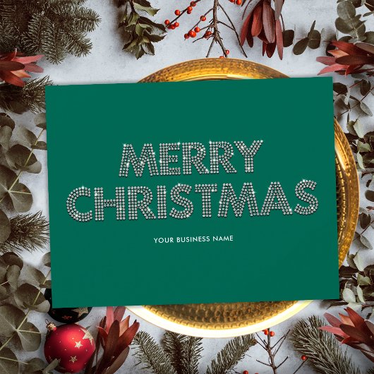 Elegant Diamonds Frohe Weihnachtsgeschäft Grün Feiertagskarte