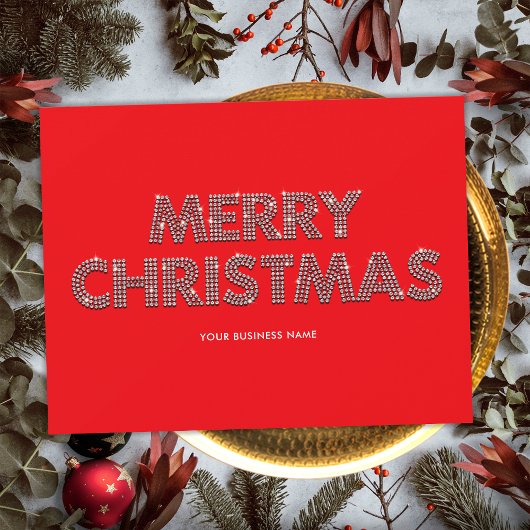 Elegant Diamonds Frohe Weihnachtsgeschäft Red Feiertagskarte