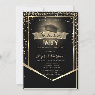 Elegant Diamonds Grad Cap Black Abschluss Einladung