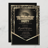 Elegant Diamonds Grad Cap Black Abschluss Einladung (Vorne/Hinten)