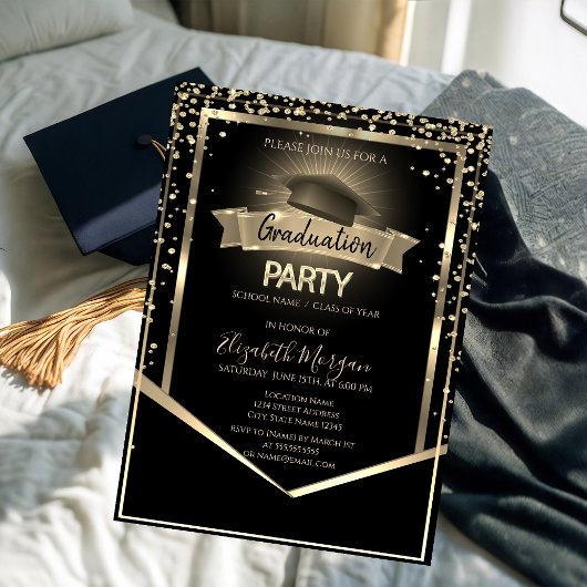 Elegant Diamonds Grad Cap Black Abschluss Einladung