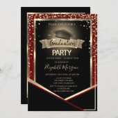 Elegant Diamonds Grad Cap Red Abschluss Einladung (Vorne/Hinten)